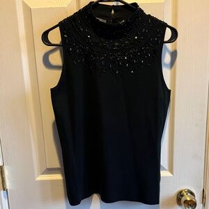 Liz Claiborne Black Beaded Sleeveless Top